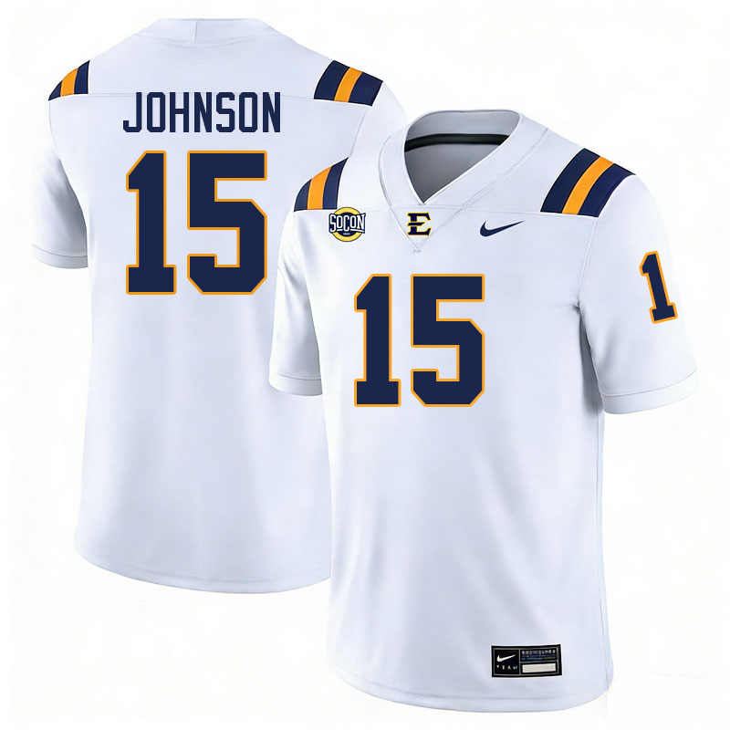 East Tennessee State Buccaneers #15 Ewan Johnson College Football Jerseys,Uniforms-White